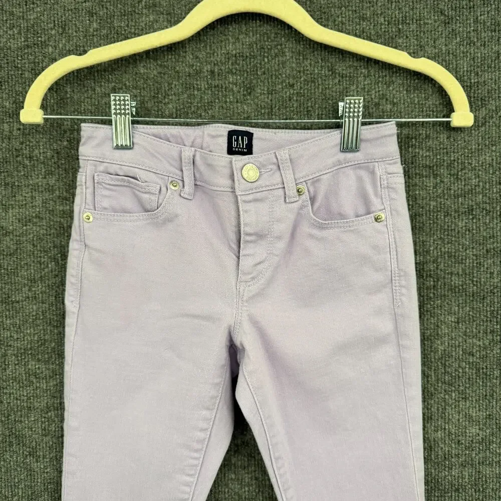 Gap Girls Super Skinny Jeans Size 8 Lavender Stretch Denim Adjustable Waist